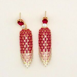 Elegant Gold and Pink Drop Earrings